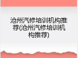 沧州汽修培训机构推荐(沧州汽修培训机构推荐)