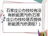 石家庄公办技校有没有新能源汽修(石家庄公办技校是否提供新能源汽修课程？)
