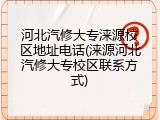河北汽修大专涞源校区地址电话(涞源河北汽修大专校区联系方式)