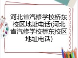 河北省汽修学校桥东校区地址电话(河北省汽修学校桥东校区地址电话)