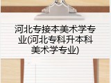 河北专接本美术学专业(河北专科升本科美术学专业)