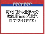 河北汽修专业学校分数线排名表(河北汽修学校分数排名)