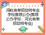 河北省单招幼师专业学校推荐公办(推荐公办学校：河北省单招幼师专业)
