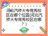 河北汽修大专竞秀校区在哪个位置(河北汽修大专竞秀校区在哪？)