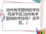 沧州有学厨师的学校吗滦平区(沧州有学厨师的学校吗？滦平区。)