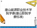 唐山能源职业技术学院学费(唐山职院学费标准)