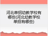河北单招幼教学校有哪些(河北幼教学校单招有哪些)