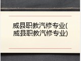 威县职教汽修专业(威县职教汽修专业)