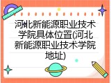 河北新能源职业技术学院具体位置(河北新能源职业技术学院地址)