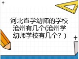 河北省学幼师的学校沧州有几个(沧州学幼师学校有几个？)