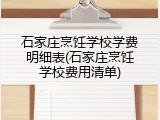 石家庄烹饪学校学费明细表(石家庄烹饪学校费用清单)