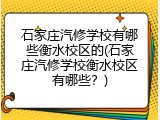 石家庄汽修学校有哪些衡水校区的(石家庄汽修学校衡水校区有哪些？)