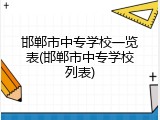 邯郸市中专学校一览表(邯郸市中专学校列表)