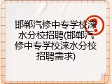 邯郸汽修中专学校涞水分校招聘(邯郸汽修中专学校涞水分校招聘需求)