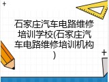 石家庄汽车电路维修培训学校(石家庄汽车电路维修培训机构)