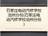 石家庄电动汽修学校沧州分校(石家庄电动汽修学校沧州分校)