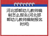 河北邯郸幼儿教师编制怎么报名(河北邯郸幼儿教师编制报名时间)