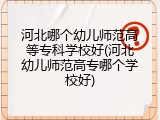 河北哪个幼儿师范高等专科学校好(河北幼儿师范高专哪个学校好)