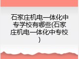 石家庄机电一体化中专学校有哪些(石家庄机电一体化中专校)