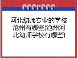 河北幼师专业的学校沧州有哪些(沧州河北幼师学校有哪些)