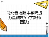 河北省博野中学师资力量(博野中学教师团队)