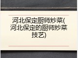 河北保定厨师炒菜(河北保定的厨师炒菜技艺)