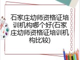 石家庄幼师资格证培训机构哪个好(石家庄幼师资格证培训机构比较)
