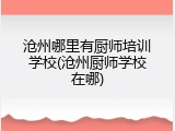 沧州哪里有厨师培训学校(沧州厨师学校在哪)