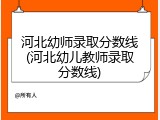 河北幼师录取分数线(河北幼儿教师录取分数线)