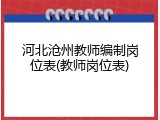 河北沧州教师编制岗位表(教师岗位表)