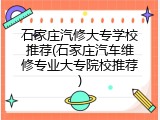 石家庄汽修大专学校推荐(石家庄汽车维修专业大专院校推荐)