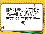 邯郸市新东方烹饪学校学费表(邯郸市新东方烹饪学校学费一览)