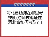 河北省幼师在哪里考技能(幼师技能证在河北省如何考取？)