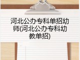 河北公办专科单招幼师(河北公办专科幼教单招)