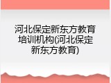 河北保定新东方教育培训机构(河北保定新东方教育)