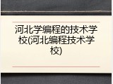 河北学编程的技术学校(河北编程技术学校)