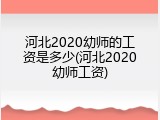 河北2020幼师的工资是多少(河北2020幼师工资)