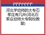 河北学幼师的大专石家庄有几所(河北石家庄幼师大专院校数量)