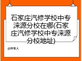 石家庄汽修学校中专涞源分校在哪(石家庄汽修学校中专涞源分校地址)