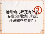 沧州幼儿师范有什么专业(沧州幼儿师范开设哪些专业？)