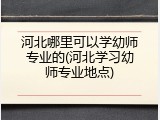 河北哪里可以学幼师专业的(河北学习幼师专业地点)