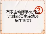 石家庄幼师学校招生计划表(石家庄幼师招生简章)