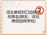河北单招对口幼师学校排名(排名：河北单招幼师学校)