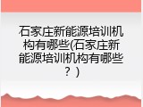 石家庄新能源培训机构有哪些(石家庄新能源培训机构有哪些？)