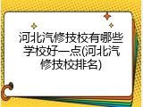 河北汽修技校有哪些学校好一点(河北汽修技校排名)
