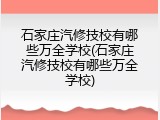 石家庄汽修技校有哪些万全学校(石家庄汽修技校有哪些万全学校)