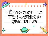 河北省公办幼师一般工资多少(河北公办幼师平均工资)