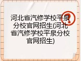 河北省汽修学校平泉分校官网招生(河北省汽修学校平泉分校官网招生)