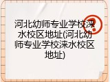 河北幼师专业学校涞水校区地址(河北幼师专业学校涞水校区地址)