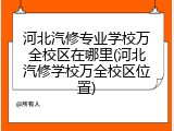 河北汽修专业学校万全校区在哪里(河北汽修学校万全校区位置)